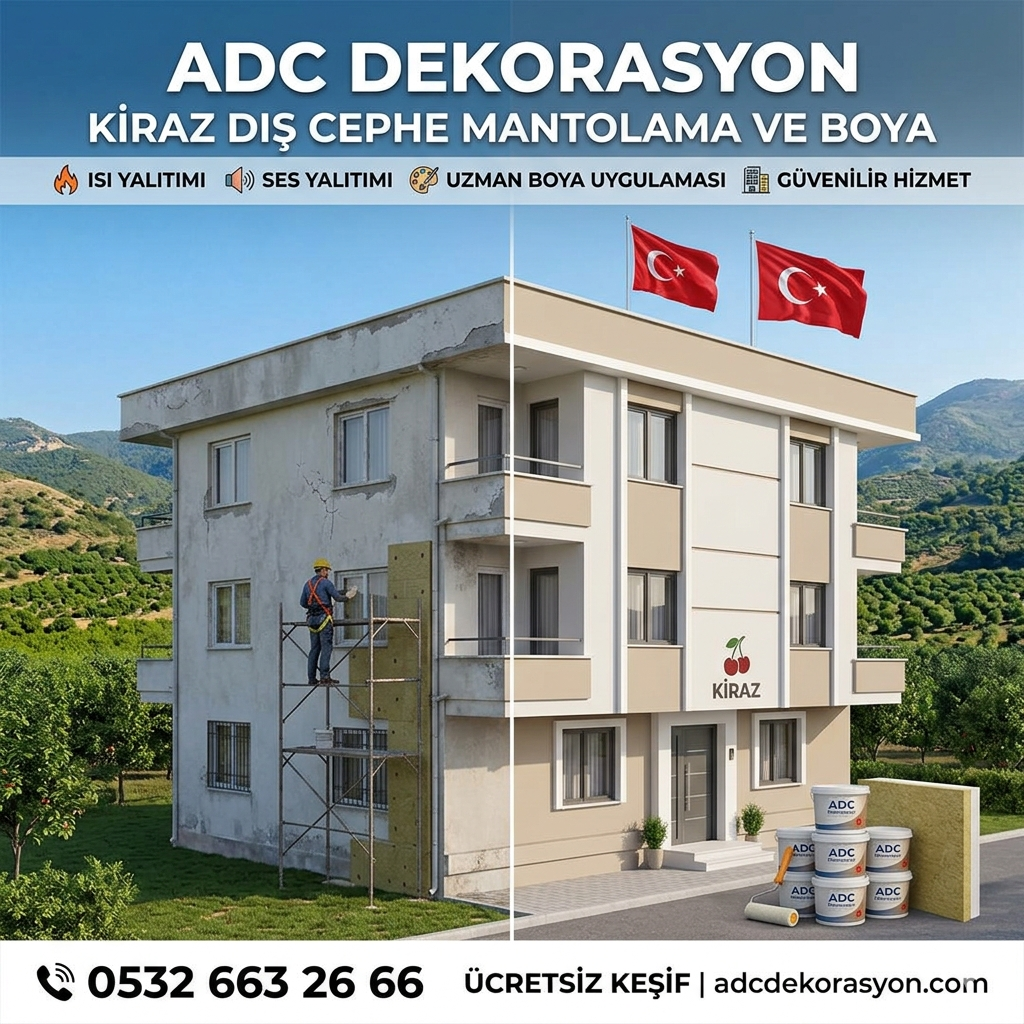 Kiraz Dış Cephe Mantolama ve Boya Rehberi: ADC Dekorasyon ile Enerji Tasarrufu, Yapı Güvenliği ve Estetik