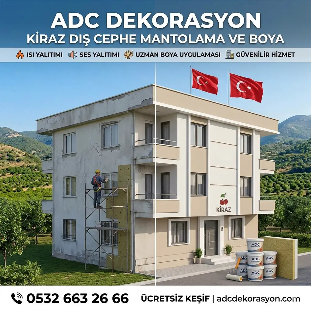 Kiraz Dış Cephe Mantolama ve Boya Rehberi: ADC Dekorasyon ile Enerji Tasarrufu, Yapı Güvenliği ve Estetik