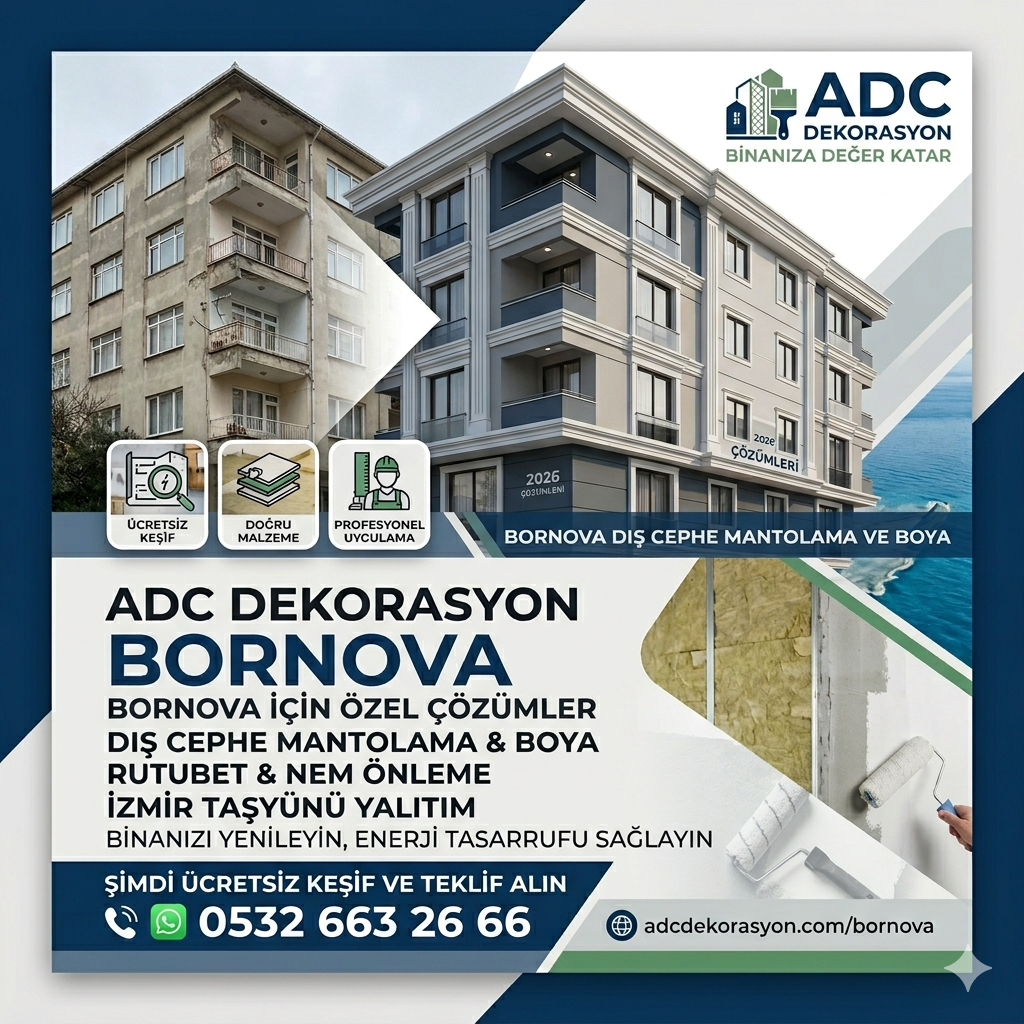 Bornova Dış Cephe Mantolama ve Boya ADC Dekorasyon 2026 Çözümleri